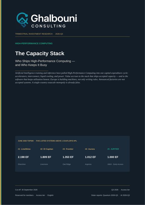 Recherche d’investissement · Calcul haute performance